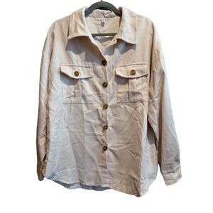 Beyove Womens Size L Corduroy Cream‎ Shacket